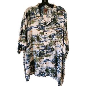 VTG Hawaiian Shirt Sz 4XL palm tree Rayon button up Y2K 90s Pineapple Connection